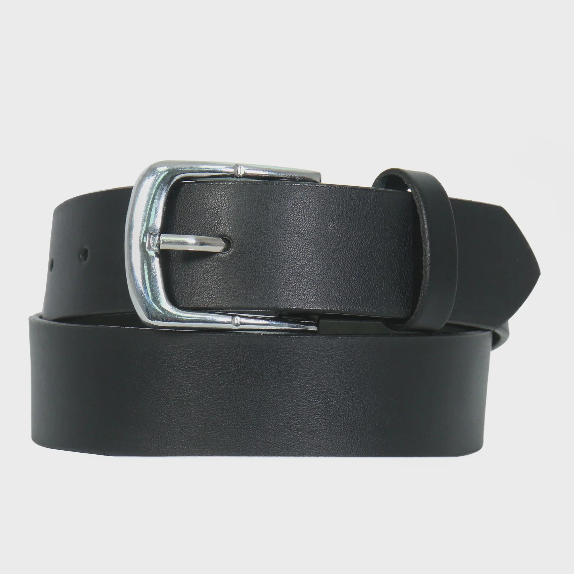 Black Leather Belt w/Removable Buckle