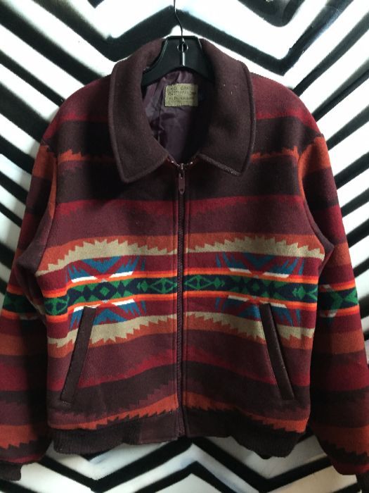 WOOL PENDLETON JACKET ZIP-UP W/AZTEC PRINT DESIGN